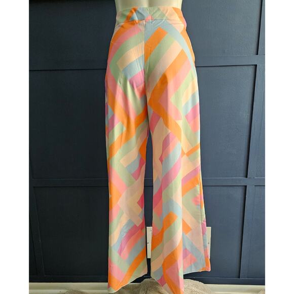 Shein Retro Mod Print Wide Leg Pants sz Small - Picture 3 of 4